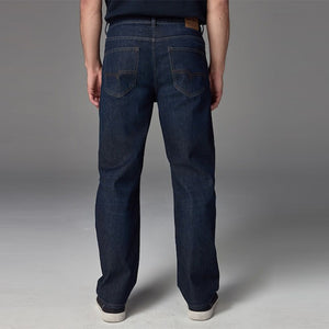 Blue Indigo Rinse Straight Fit Vintage Wash Denim Jeans