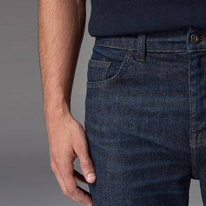Blue Indigo Rinse Straight Fit Vintage Wash Denim Jeans