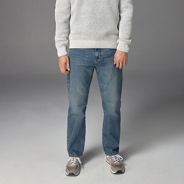 Blue Vintage Straight Fit Vintage Wash Denim Jeans