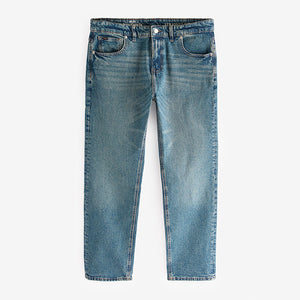Blue Vintage Straight Fit Vintage Wash Denim Jeans