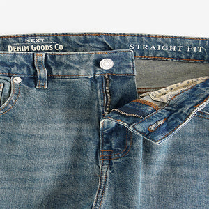 Blue Vintage Straight Fit Vintage Wash Denim Jeans