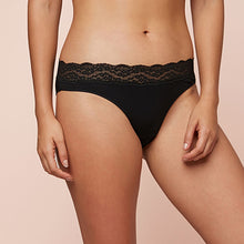 Load image into Gallery viewer, Black High Leg Lace Knickers 4 Pack
