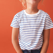 Load image into Gallery viewer, White Stripe 100% Cotton T-Shirt (3-12yrs)
