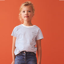 Load image into Gallery viewer, White Stripe 100% Cotton T-Shirt (3-12yrs)
