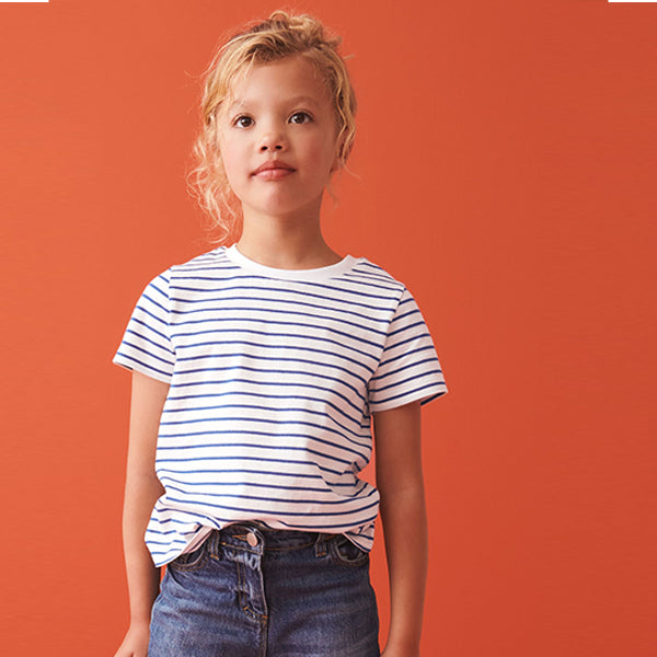 White Stripe 100% Cotton T-Shirt (3-12yrs)