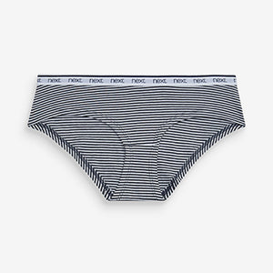 Pink /Blue Stripe Short Cotton Rich Logo Knickers 4 Pack