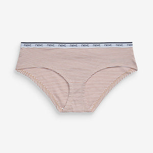 Pink /Blue Stripe Short Cotton Rich Logo Knickers 4 Pack