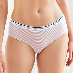 Pink /Blue Stripe Short Cotton Rich Logo Knickers 4 Pack