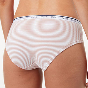 Pink /Blue Stripe Short Cotton Rich Logo Knickers 4 Pack