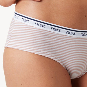 Pink /Blue Stripe Short Cotton Rich Logo Knickers 4 Pack