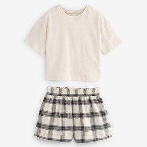 Black/White Woven Check Pyjamas 2 Pack
