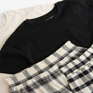 Black/White Woven Check Pyjamas 2 Pack
