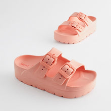 Load image into Gallery viewer, Apricot Pink Double Buckle Chunky Sandals
