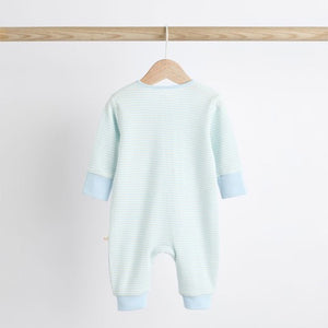 Blue Bear Baby Footless Zip 100% Cotton Sleepsuits 3 Pack