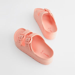 Apricot Pink Double Buckle Chunky Sandals