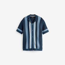 Load image into Gallery viewer, Blue Crochet Stripe Short Sleeved Polo Shirt (3-12yrs)
