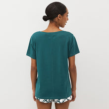 Load image into Gallery viewer, Teal Blue Elephant Cotton Short Sleeve Pyjamas
