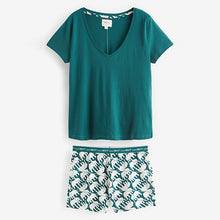 Load image into Gallery viewer, Teal Blue Elephant Cotton Short Sleeve Pyjamas
