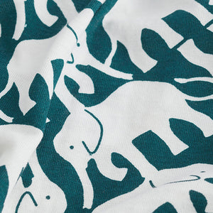 Teal Blue Elephant Cotton Short Sleeve Pyjamas