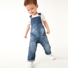 Load image into Gallery viewer, Mid Blue Denim Slouch Dungarees (3mths-6yrs)
