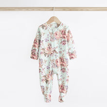 Load image into Gallery viewer, Floral Baby Two Way Zip 100% Cotton Sleespuits 3 Pack (0-12mt)
