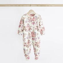 Load image into Gallery viewer, Floral Baby Two Way Zip 100% Cotton Sleespuits 3 Pack (0-12mt)
