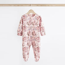 Load image into Gallery viewer, Floral Baby Two Way Zip 100% Cotton Sleespuits 3 Pack (0-12mt)
