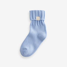Load image into Gallery viewer, PInk, Blue and Green 3 Pack Cotton Rich Roll Top Ankle Socks
