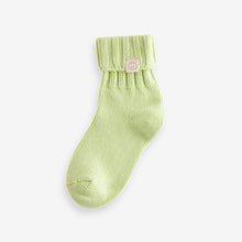 Load image into Gallery viewer, PInk, Blue and Green 3 Pack Cotton Rich Roll Top Ankle Socks
