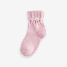 Load image into Gallery viewer, PInk, Blue and Green 3 Pack Cotton Rich Roll Top Ankle Socks

