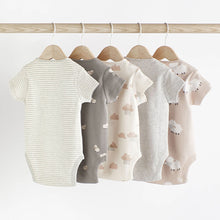 Load image into Gallery viewer, Grey Sheep Baby 5 Pack Short Sleeve Bodysuits
