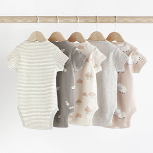 Grey Sheep Baby 5 Pack Short Sleeve Bodysuits