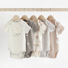 Load image into Gallery viewer, Grey Sheep Baby 5 Pack Short Sleeve Bodysuits
