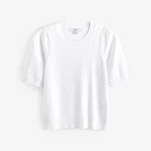 Load image into Gallery viewer, White Crew Neck Short Sleeve Knitted Top
