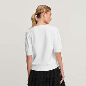 White Crew Neck Short Sleeve Knitted Top