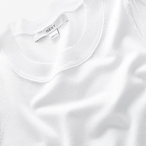 White Crew Neck Short Sleeve Knitted Top
