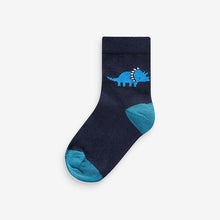 Load image into Gallery viewer, Blue Dino 7 Pack Cotton Rich Socks
