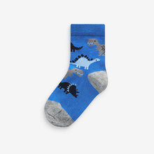 Load image into Gallery viewer, Blue Dino 7 Pack Cotton Rich Socks
