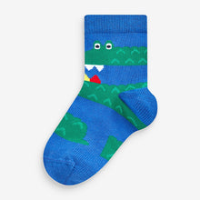 Load image into Gallery viewer, Red/Blue/Green Animal 7 Pack Cotton Rich Socks
