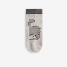 Load image into Gallery viewer, Black/Grey Dinosaur Cotton Rich Socks 7 Pack
