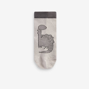 Black/Grey Dinosaur Cotton Rich Socks 7 Pack