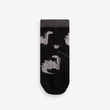 Load image into Gallery viewer, Black/Grey Dinosaur Cotton Rich Socks 7 Pack
