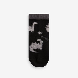 Black/Grey Dinosaur Cotton Rich Socks 7 Pack