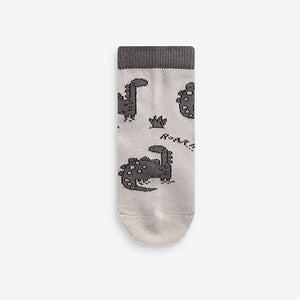 Black/Grey Dinosaur Cotton Rich Socks 7 Pack