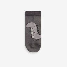 Load image into Gallery viewer, Black/Grey Dinosaur Cotton Rich Socks 7 Pack
