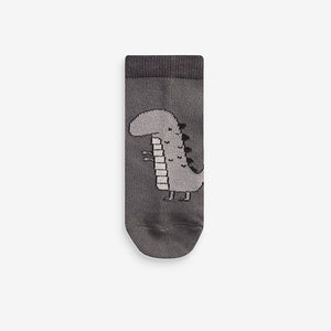 Black/Grey Dinosaur Cotton Rich Socks 7 Pack