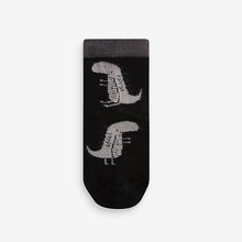 Load image into Gallery viewer, Black/Grey Dinosaur Cotton Rich Socks 7 Pack
