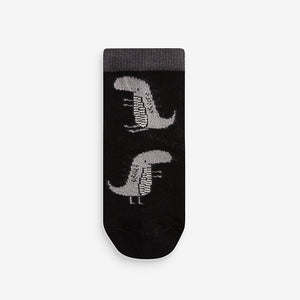 Black/Grey Dinosaur Cotton Rich Socks 7 Pack