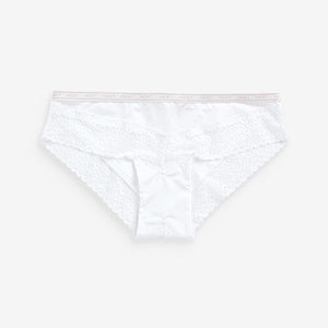 White Brazilian Logo Mesh Knickers