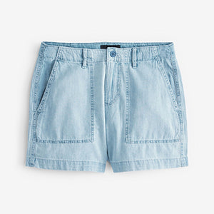 Mid Blue Cargo Denim Shorts